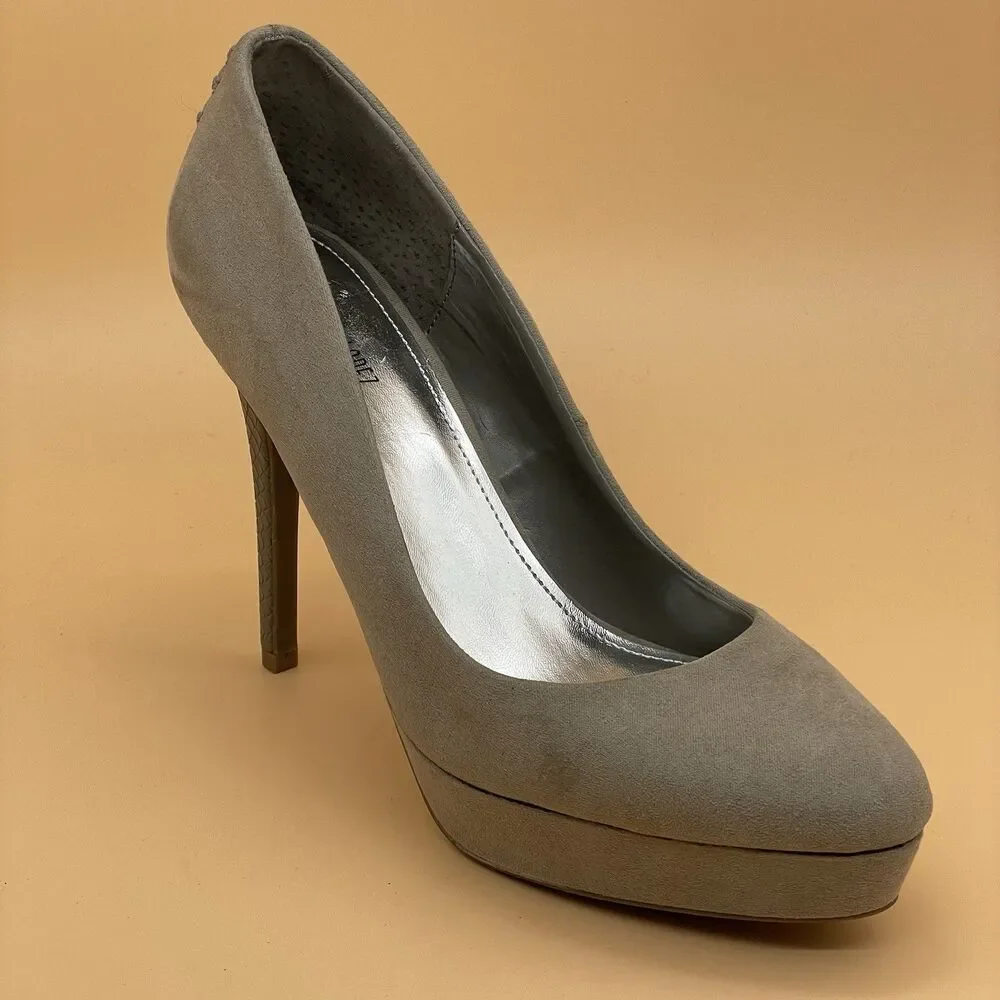Jennifer Lopez Lucille Platform Pumps Women's 7.5M Grey Faux Suede Stiletto Heel